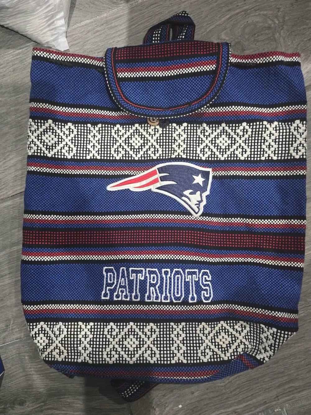 New England Patriots Woven Backpack Blue Red White Embroidered
